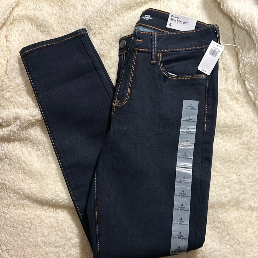 Old Navy power, slim straight mid rise jeans